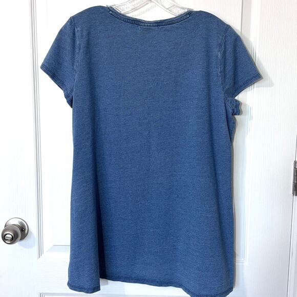 J.Jill Pure Jill Indigo Wms M Blue Cotton Knit Tunic Top Summer Minimalist - Picture 2 of 6